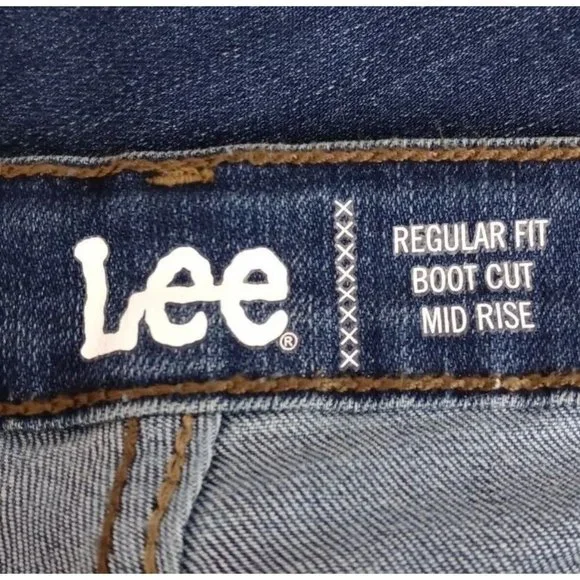 NWT Lee Regular Fit Bootcut Whiskered Distressed Jeans Size 16P - Picture 10 of 10